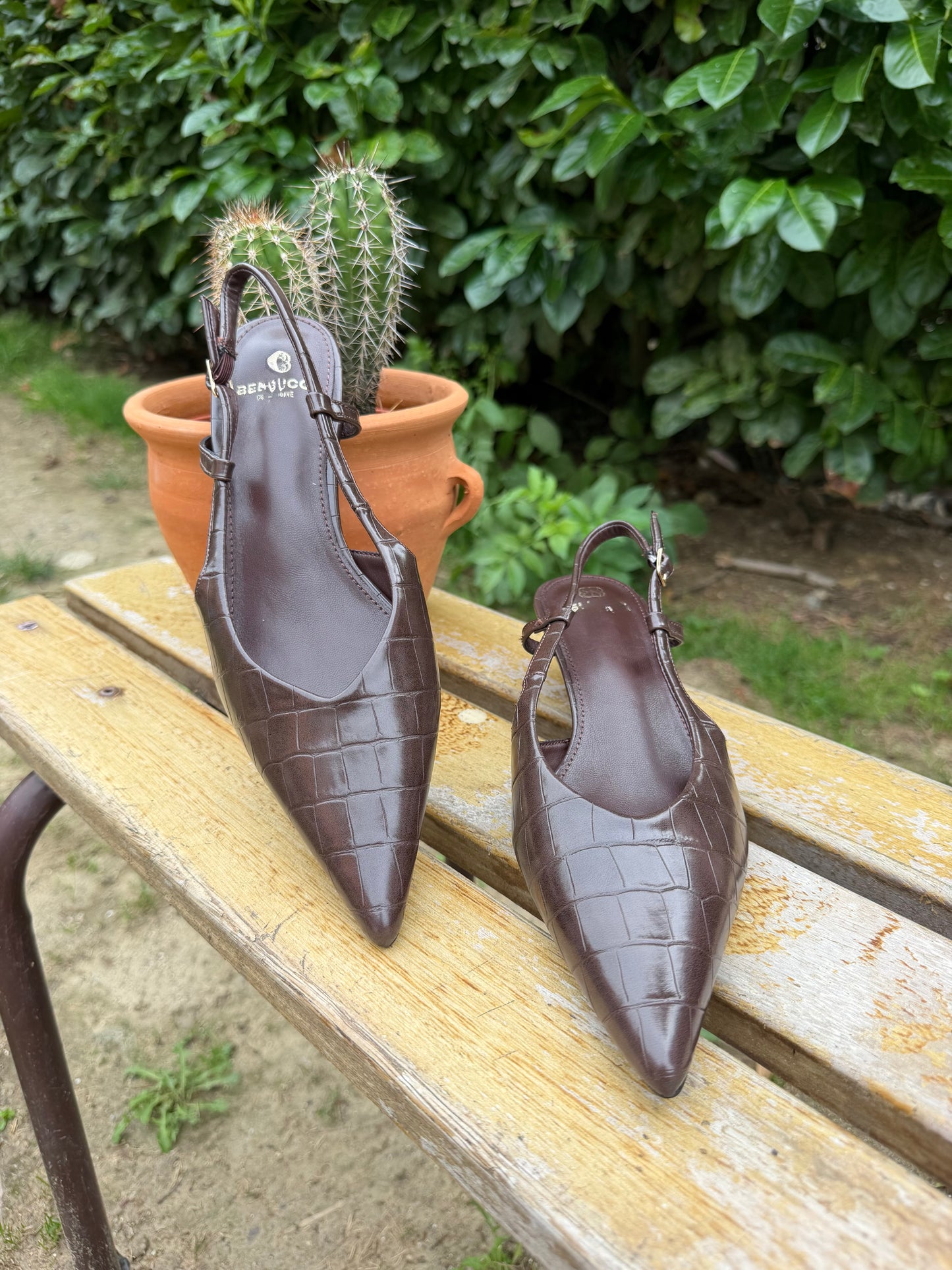 Escarpin Slingback Croco