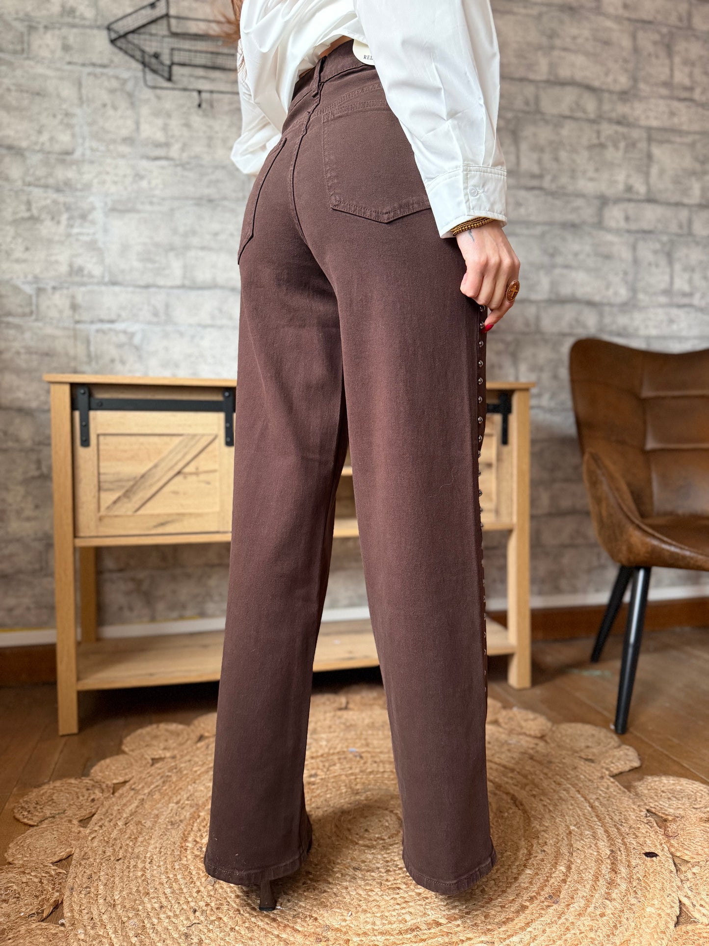 Jean's Wide Chocolat clou