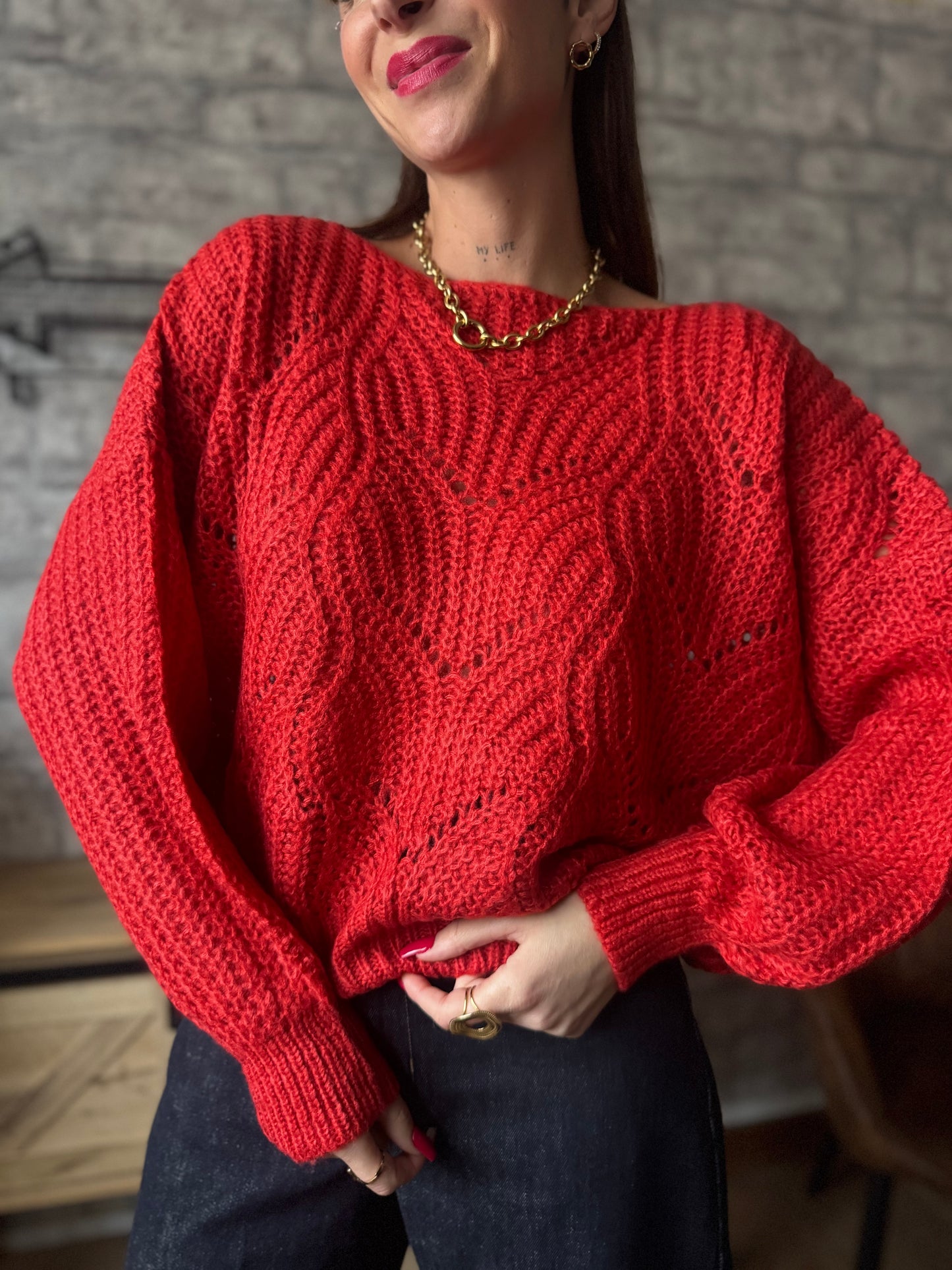 Pull Pilou Rouge Vif