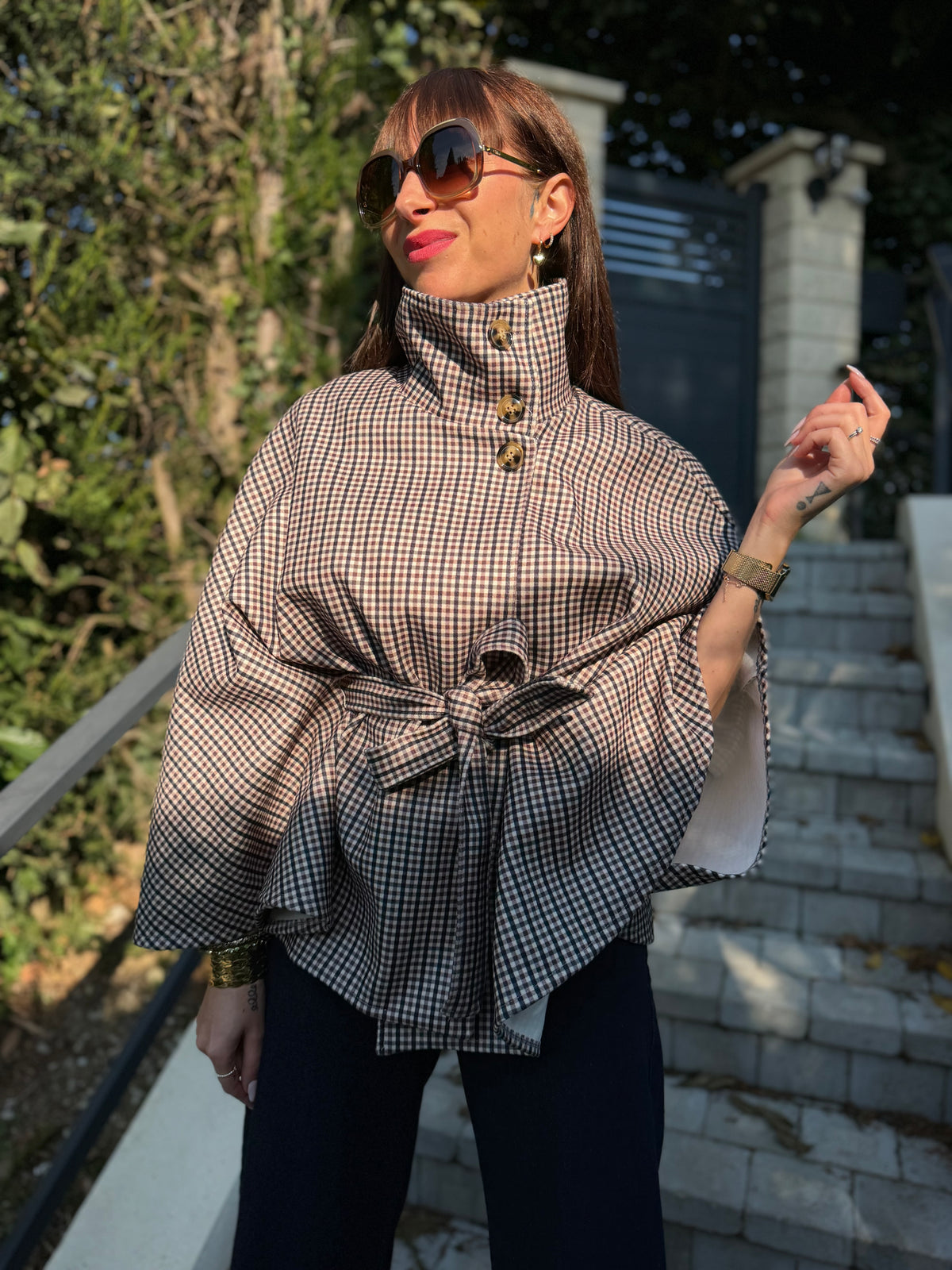 Manteau Cape Carreaux