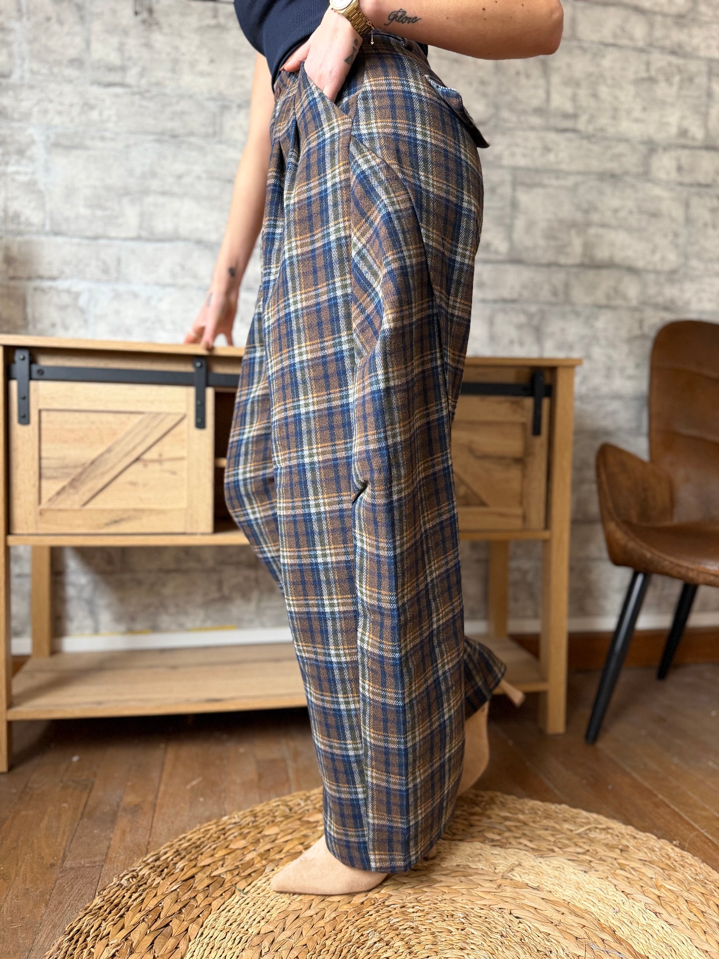 Pantalon M. Carreaux Bleu