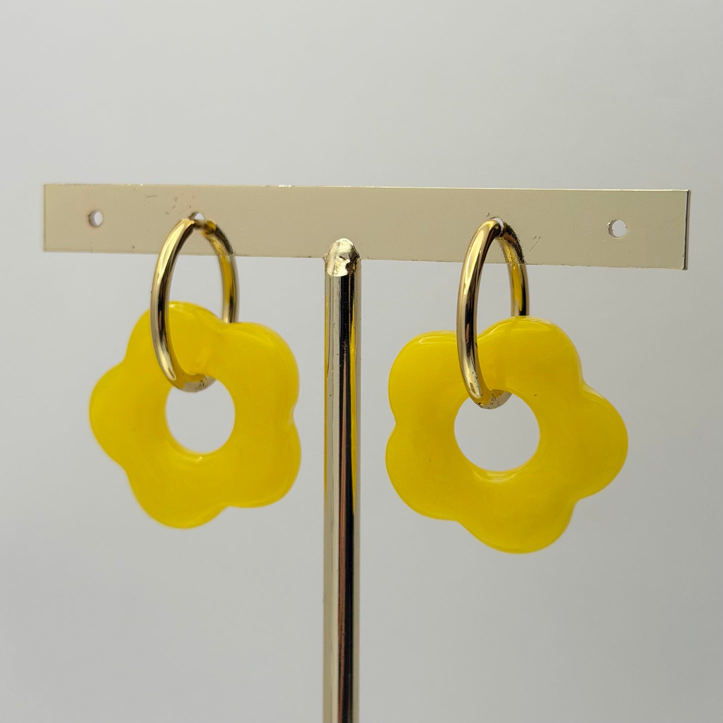 Boucle D’oreille Fleurs Uni Jaune