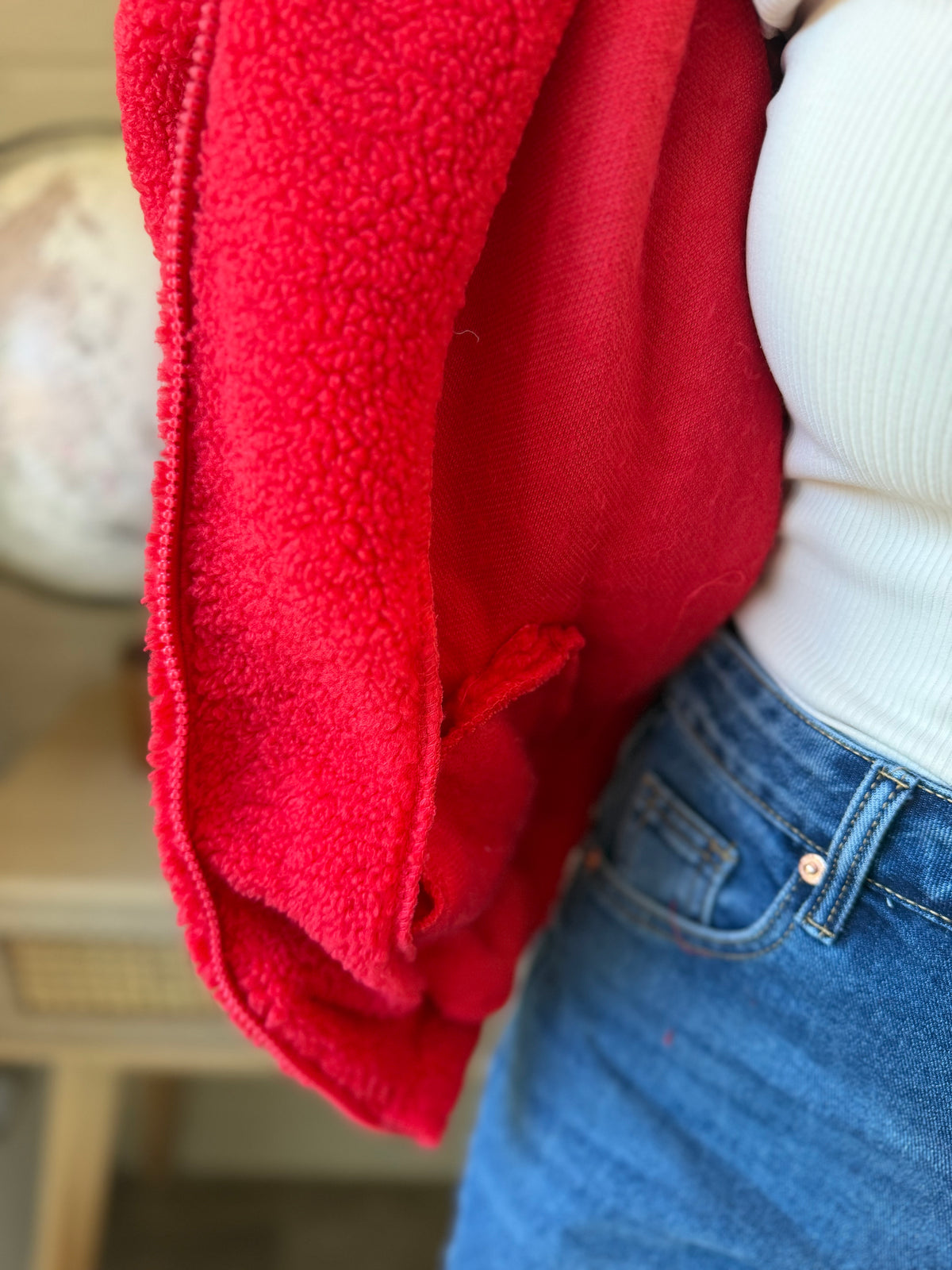Veste Teddy Rouge