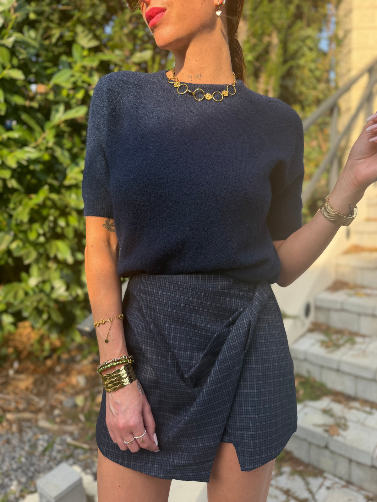 Jupe-Short Carreaux Bleu