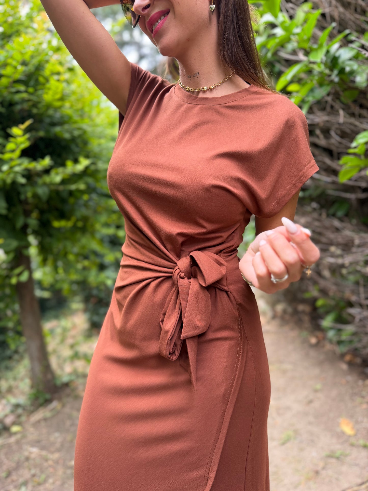 Robe Longue Noeud Marron