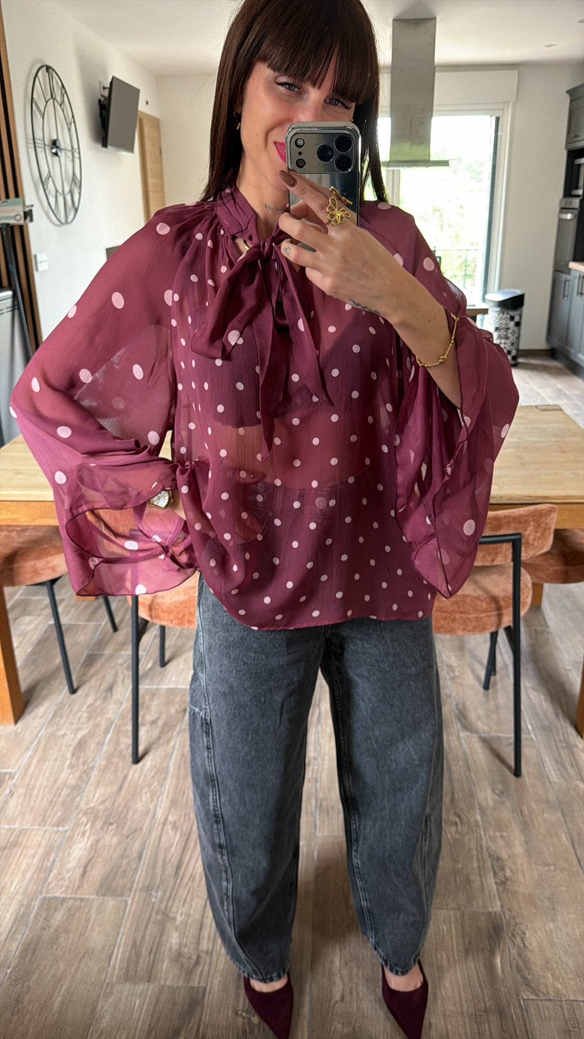Blouse Pois Bordeaux