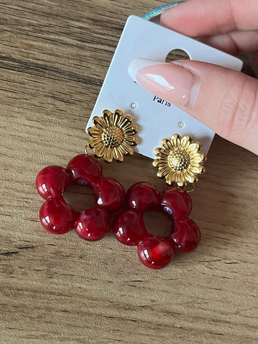 Boucle Fleurs Rouge