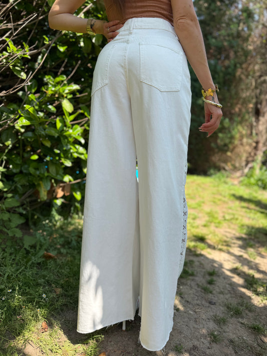 Jean’s Wide Broderie Blanc