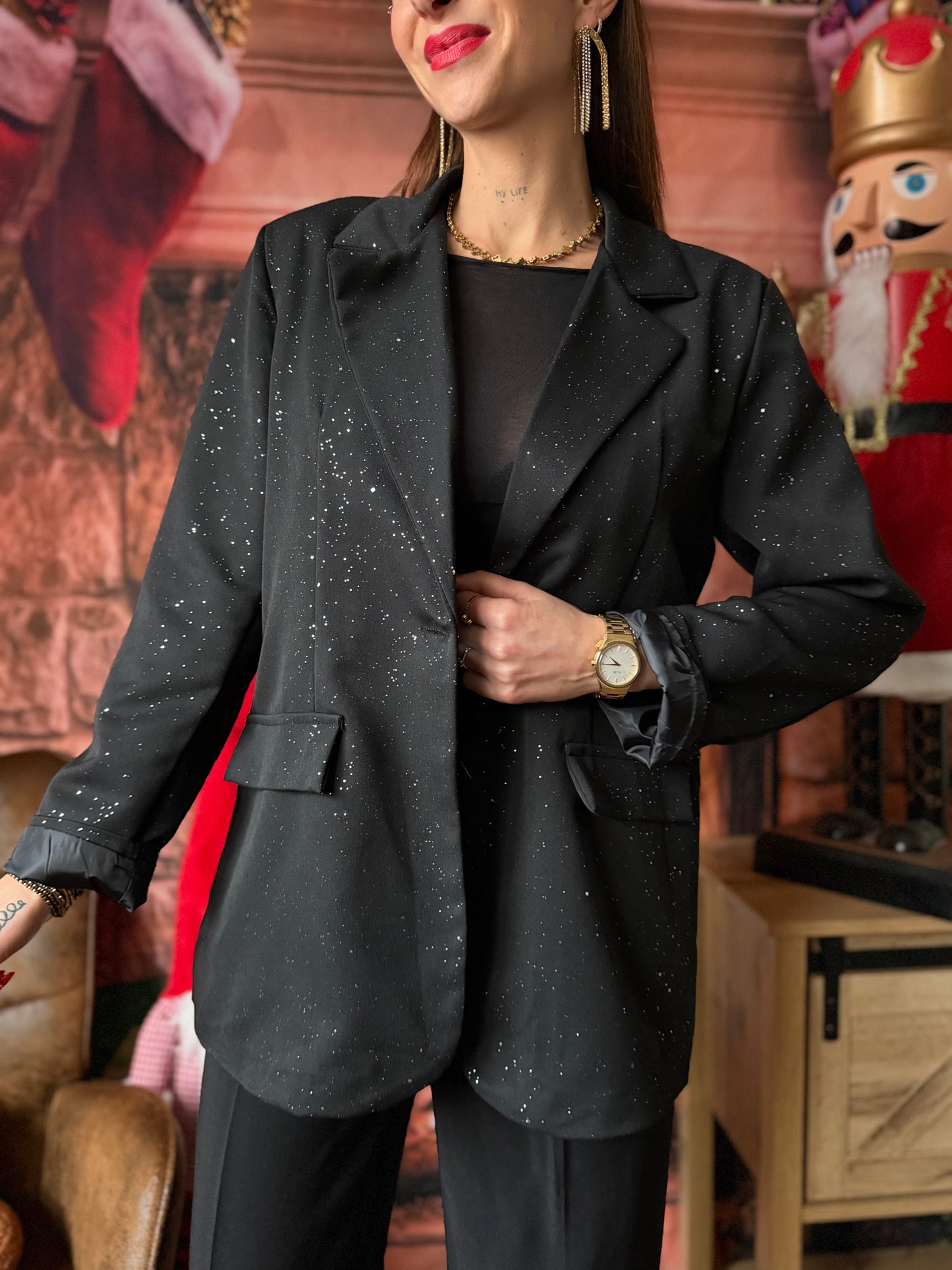 Blazer Paillettes Noir
