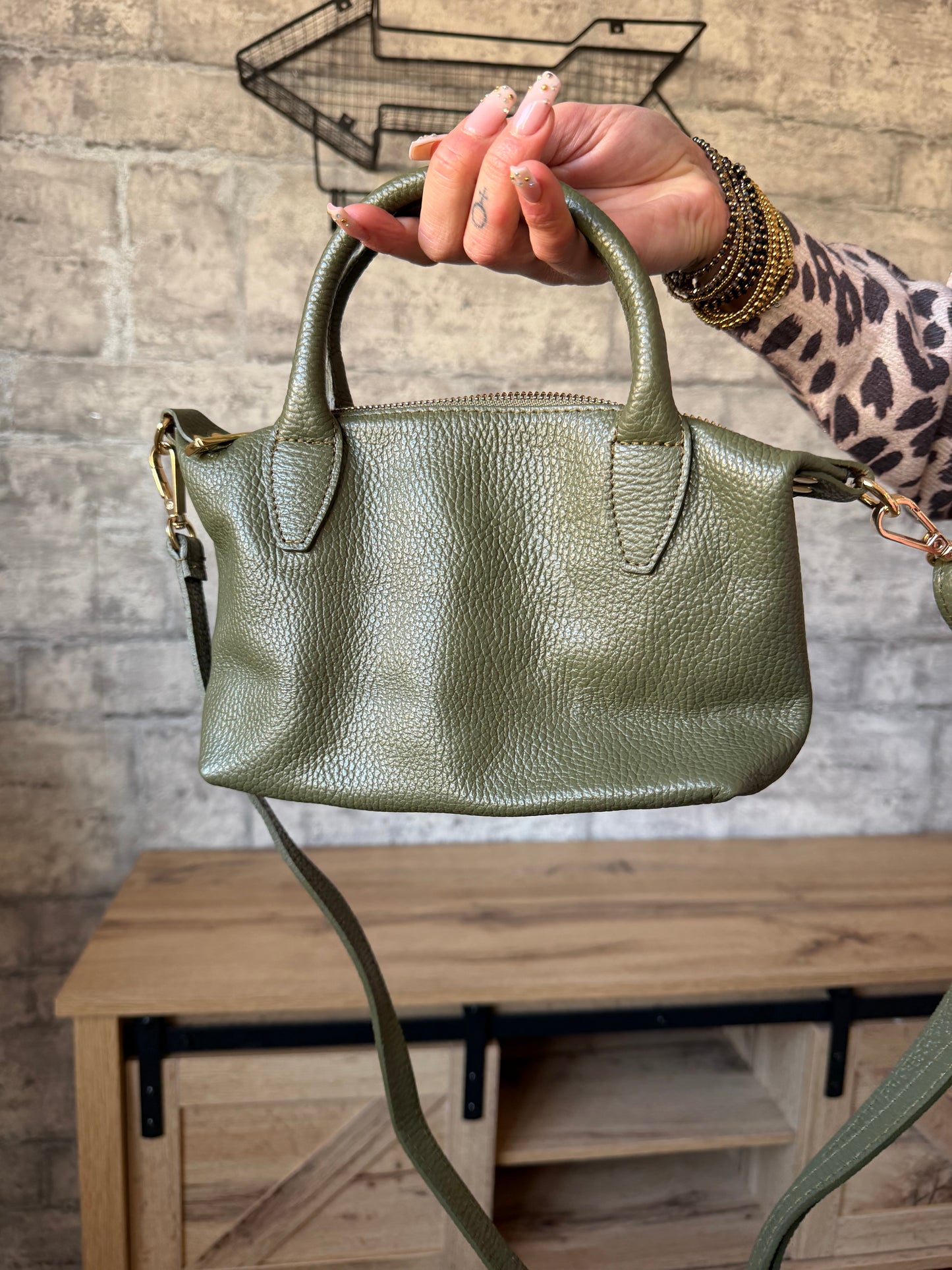 Sac Charles CUIR Kaki