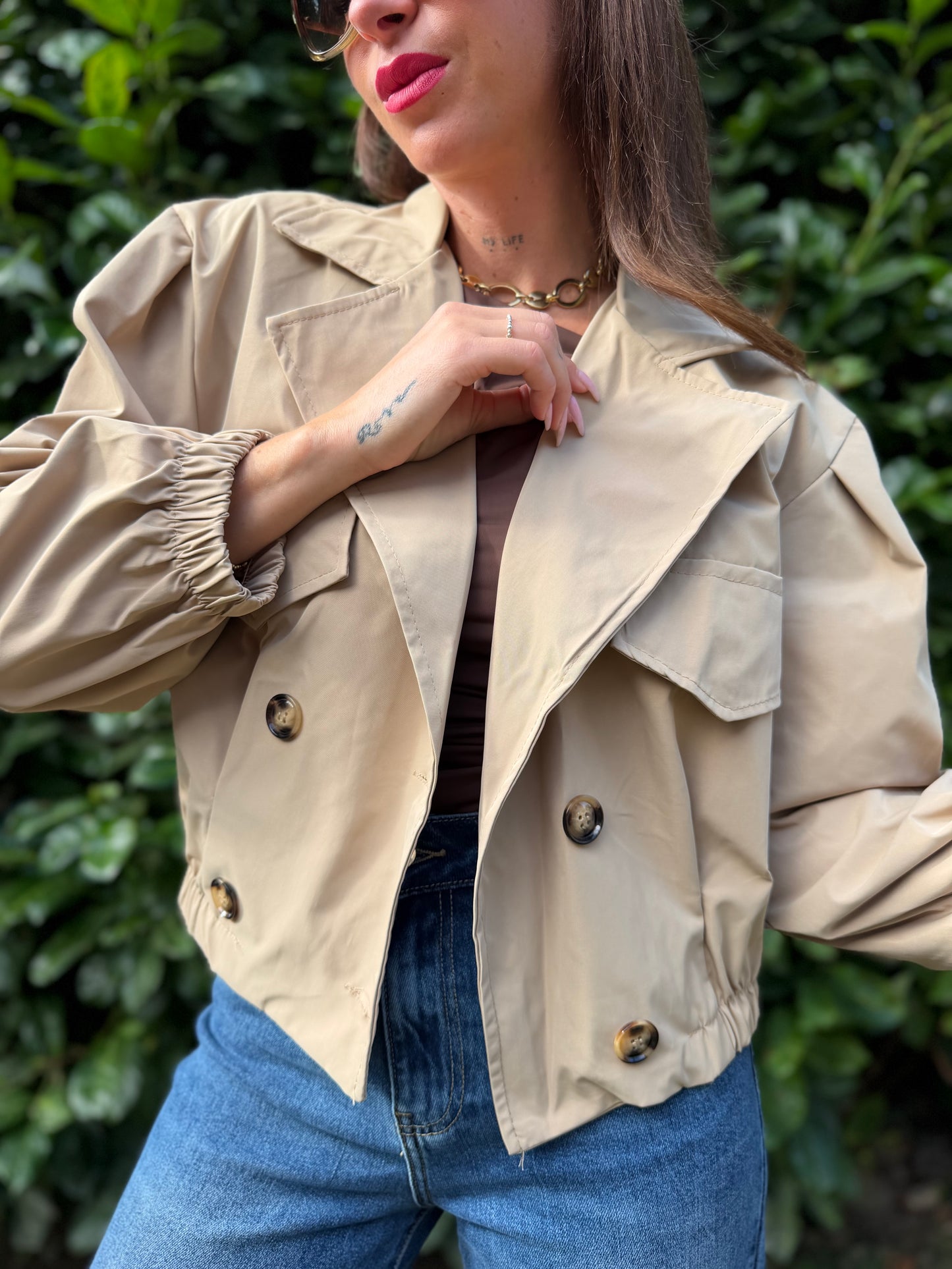 Veste Trench Court Beige