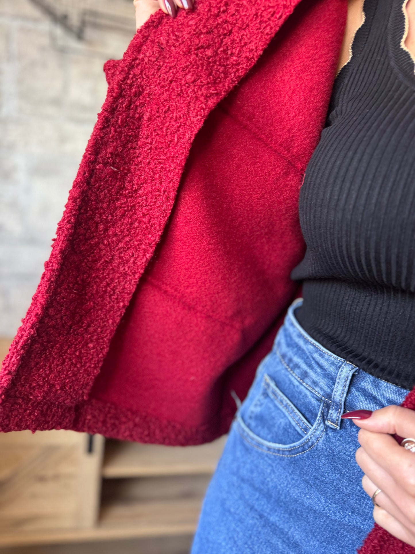 Veste Teddy Bordeaux