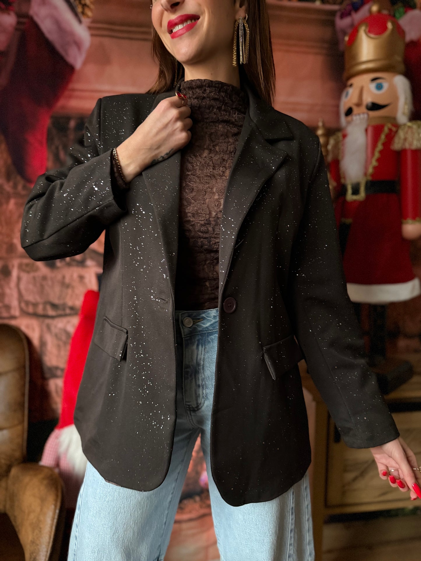 Blazer Paillettes Chocolat