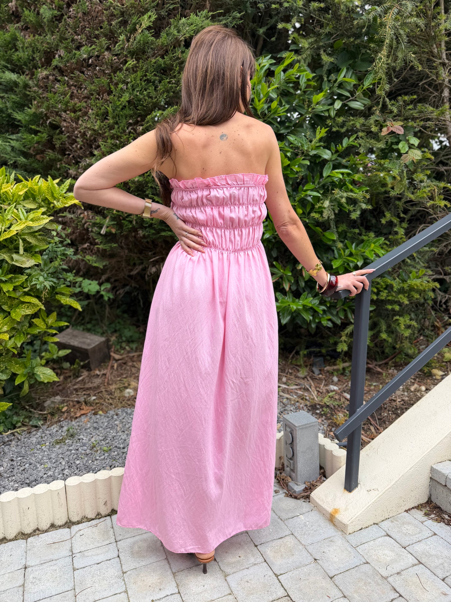 Robe Bustier Longue Rose