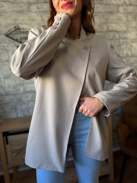 Blazer Asymétrique Taupe