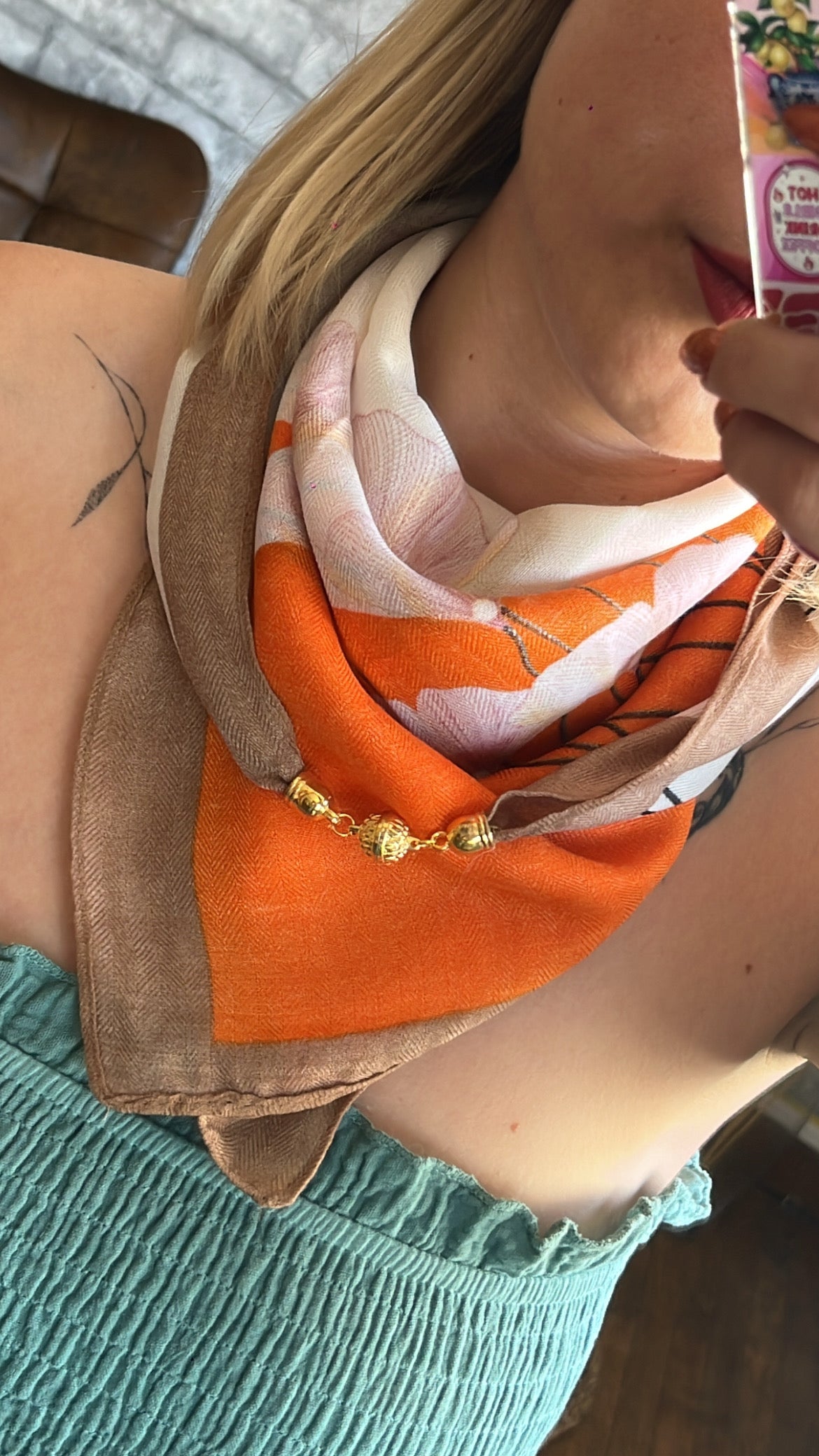 Foulard Flowers Orange