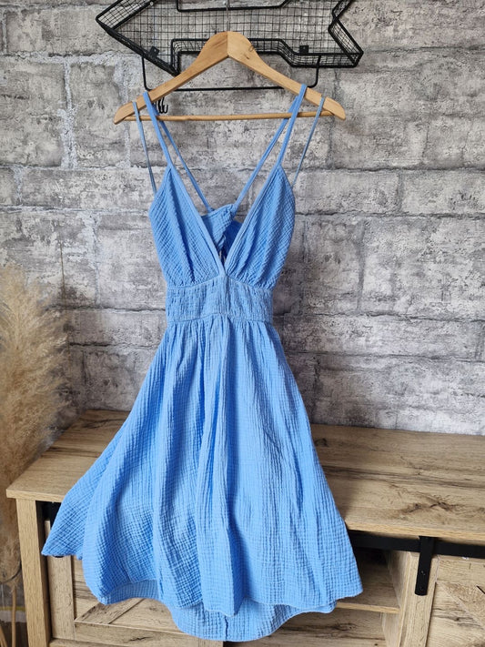 Robe Dos Croisé Bleu ciel