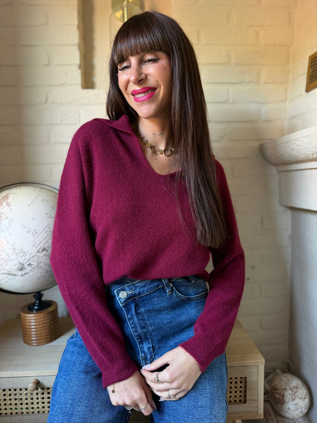 Pull Polo Bordeaux