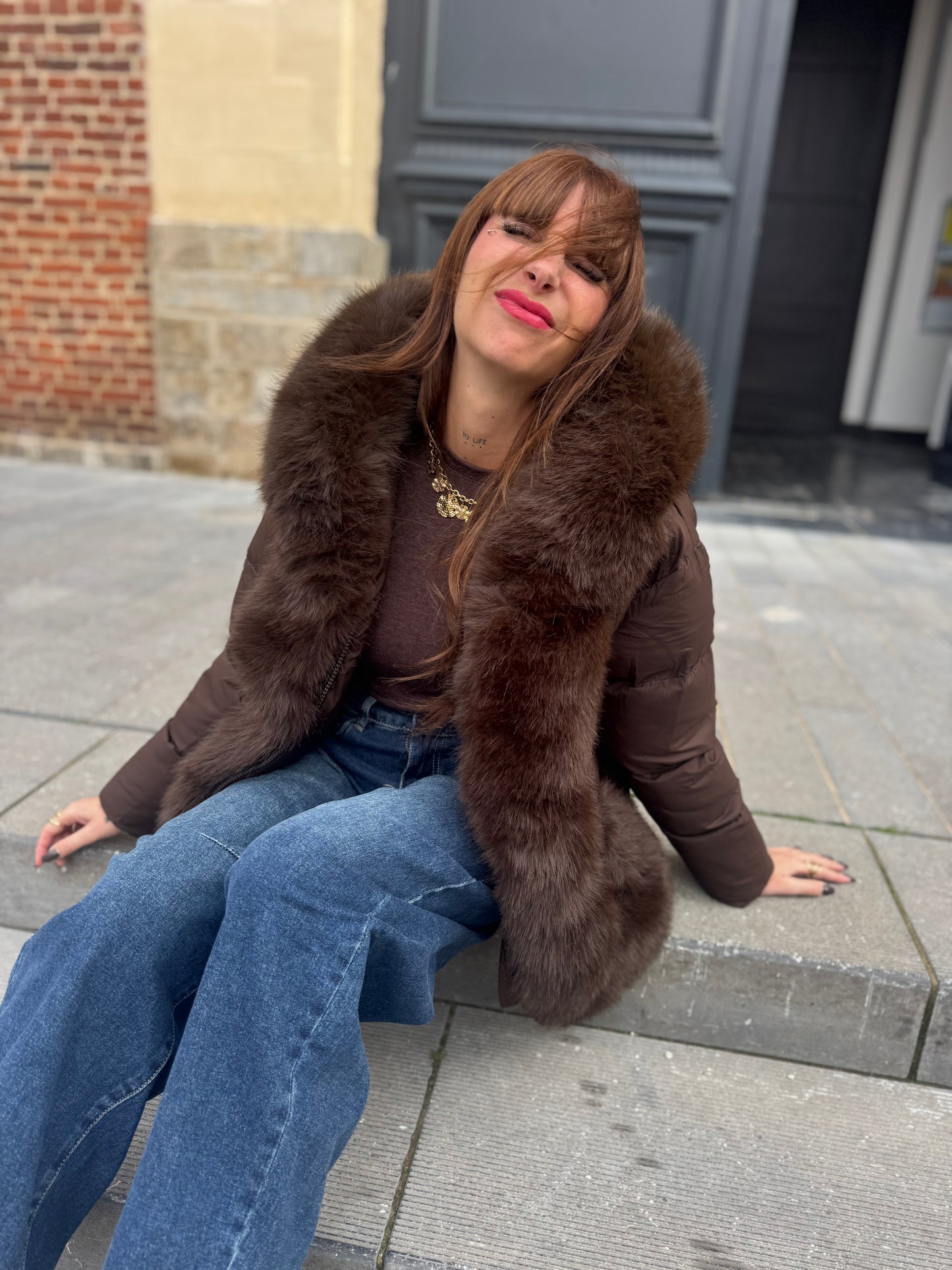 Doudoune Paloma Chocolat  (fourrure amovible)