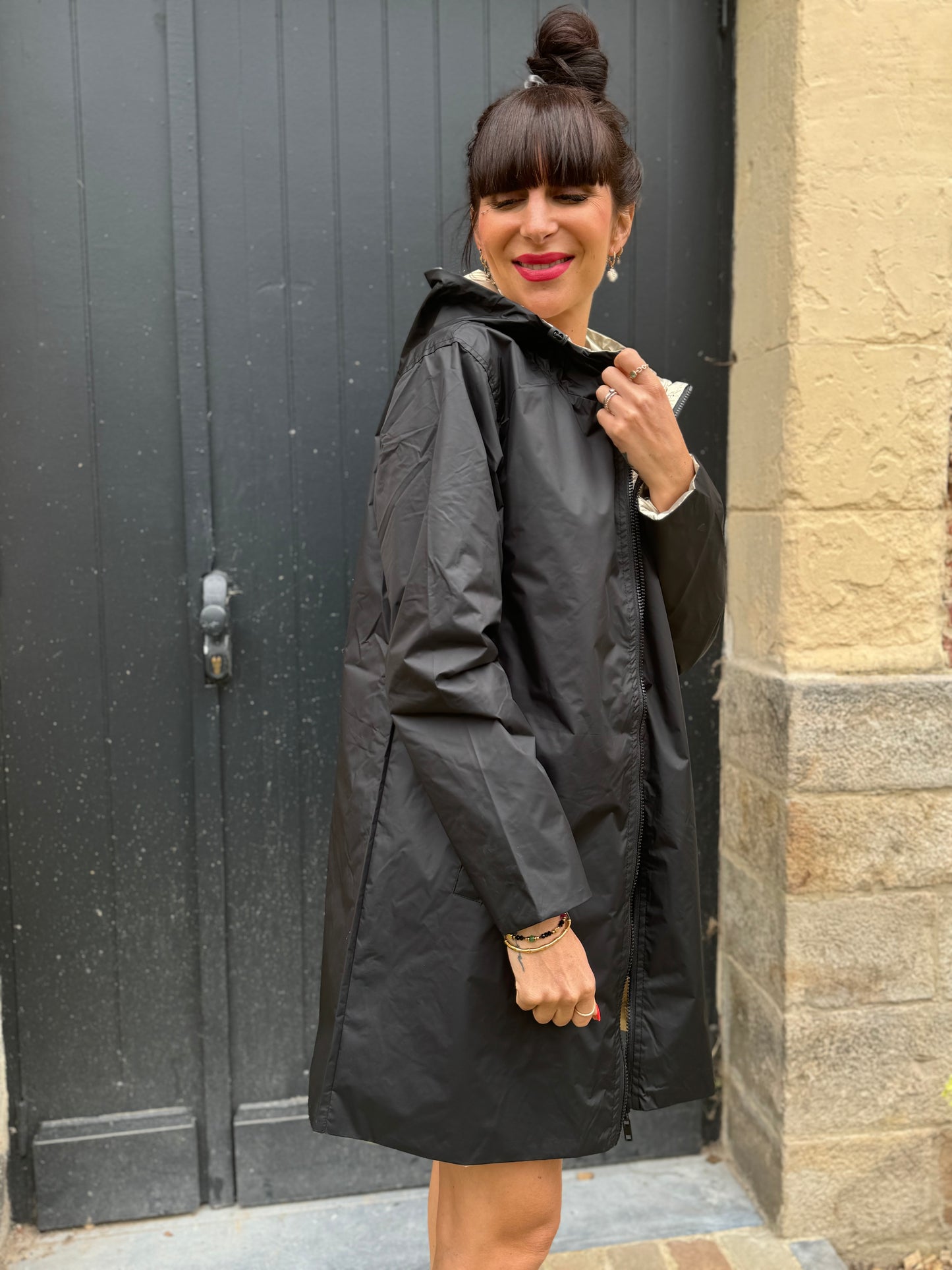 Imperméable Réversible NOUVEAU Noir/Doré