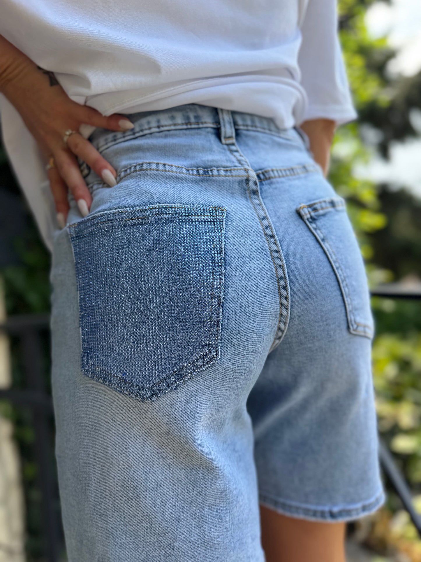 Short Poche Strass