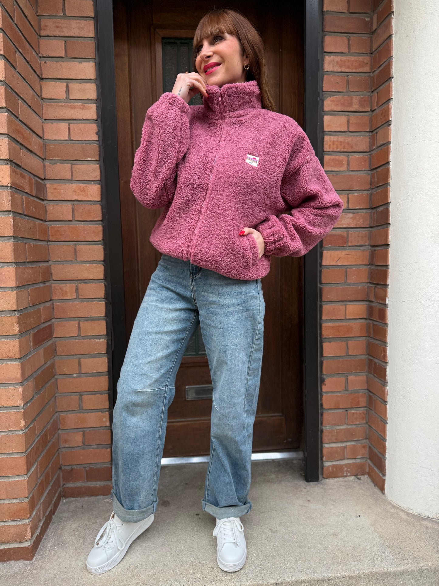 Veste Teddy Vieux Rose