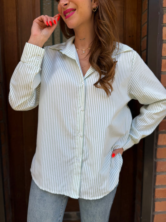 Chemise Rayé Vert D'Eau
