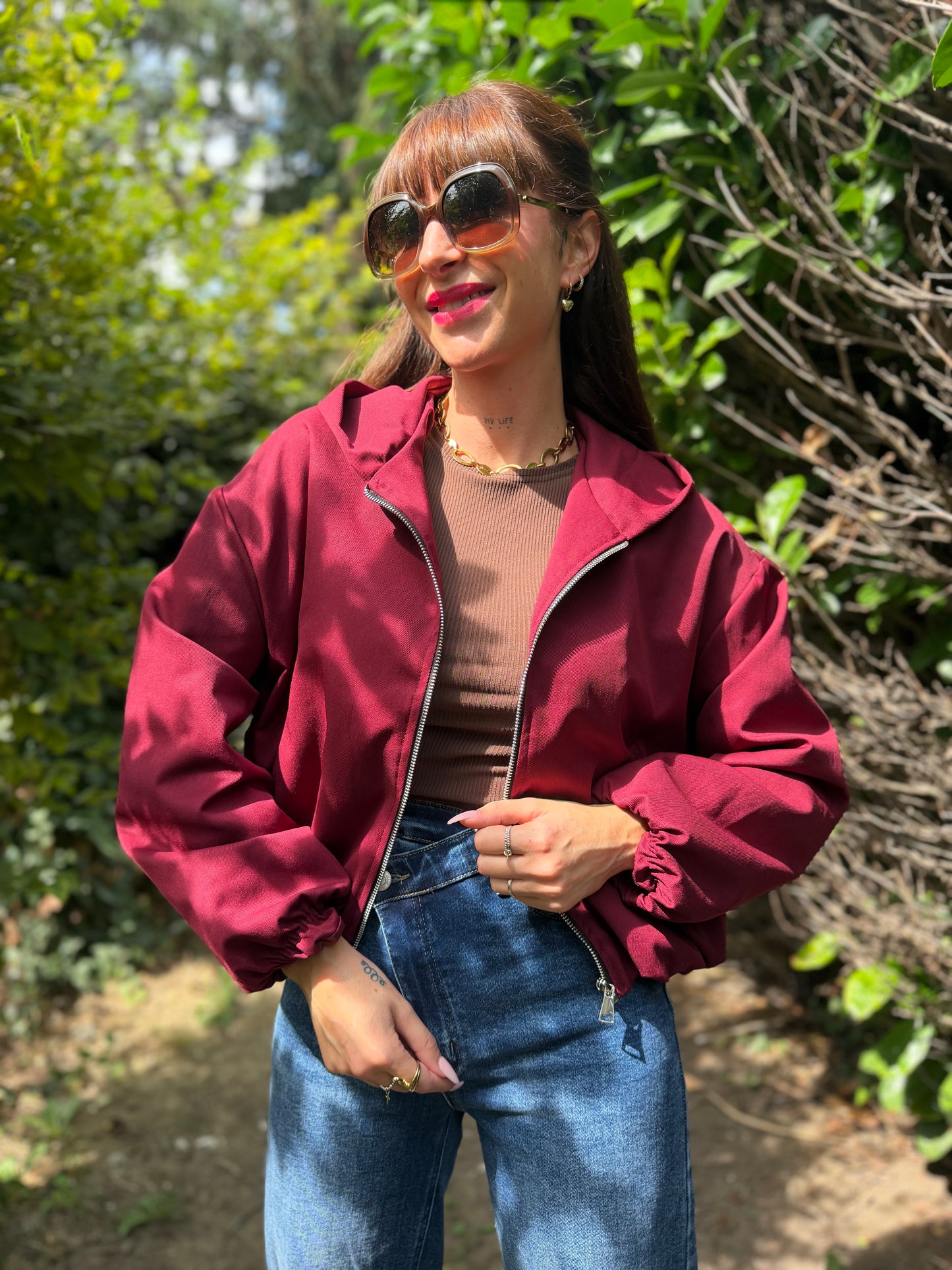 Veste Capuche Bordeaux