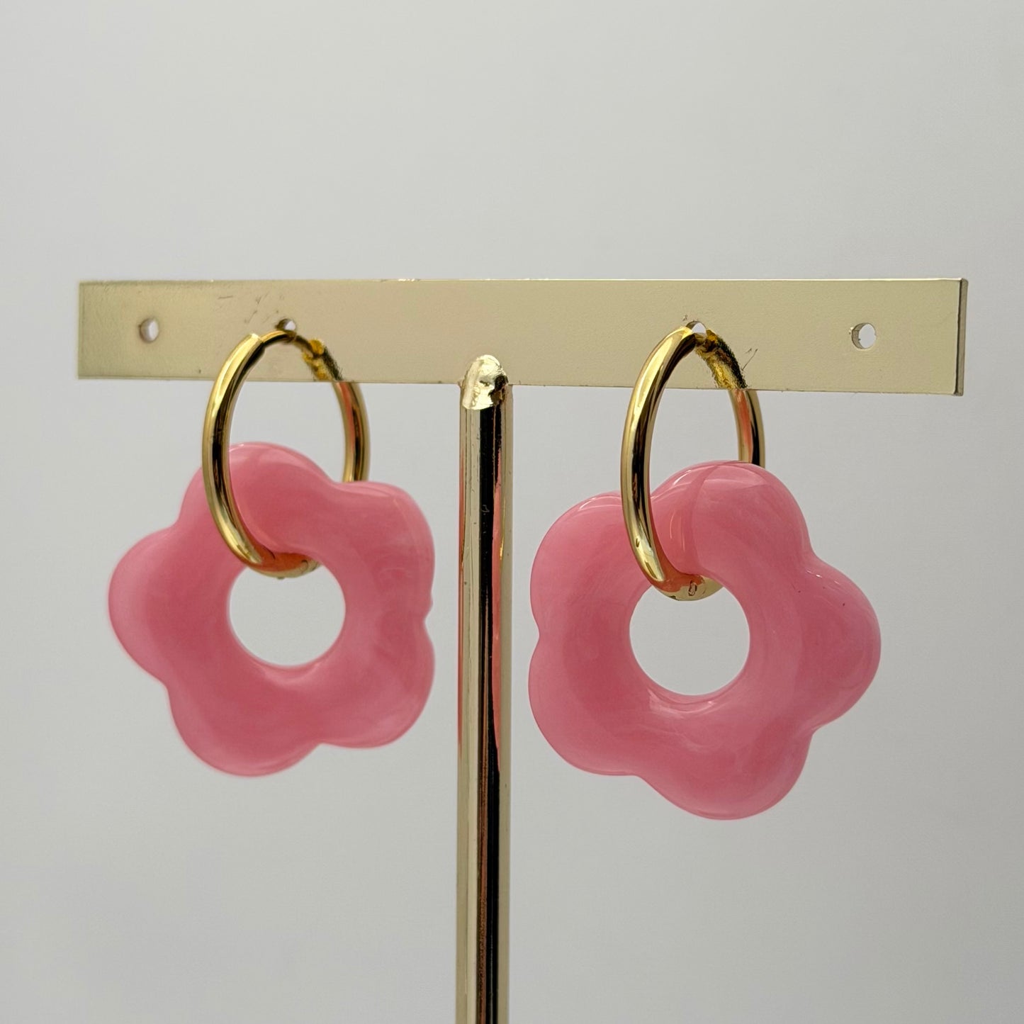 Boucle D’oreille Fleurs Uni Rose