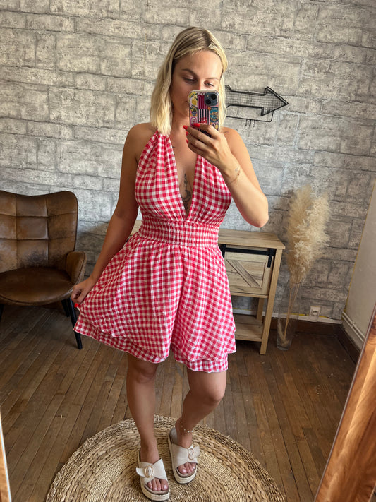 Combishort Coton Vichy Rouge