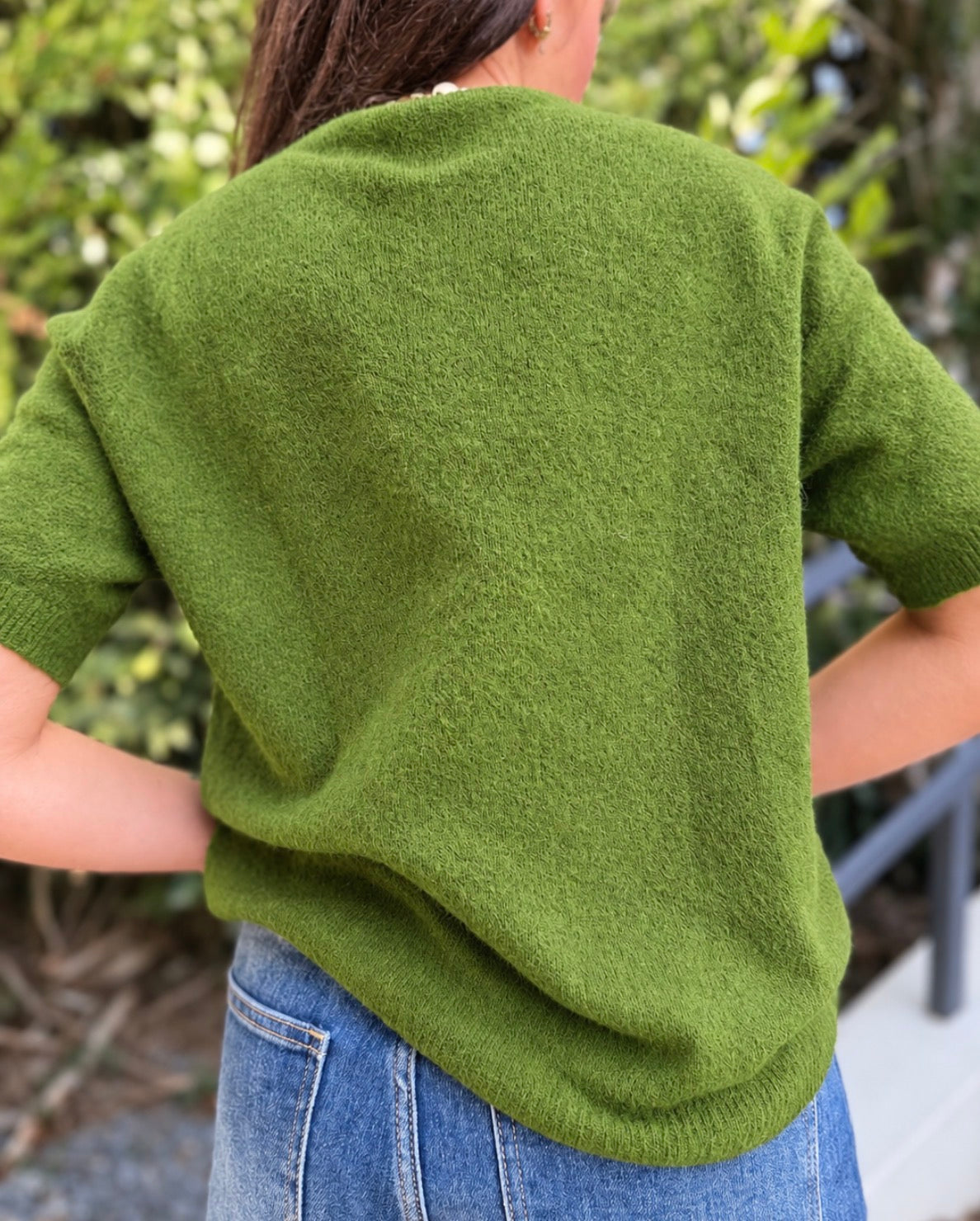 Pull Manche Courte Vert Olive