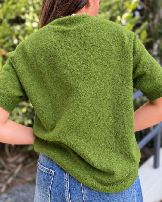 Pull Manche Courte Vert Olive