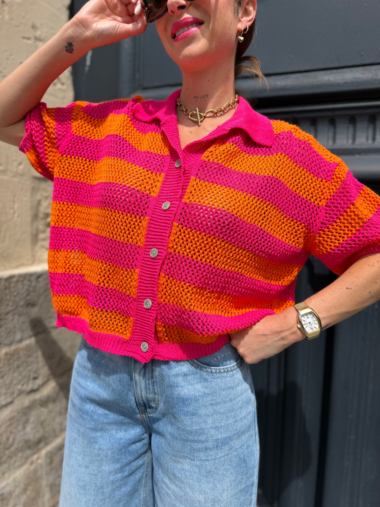 Polo Fushia/Orange