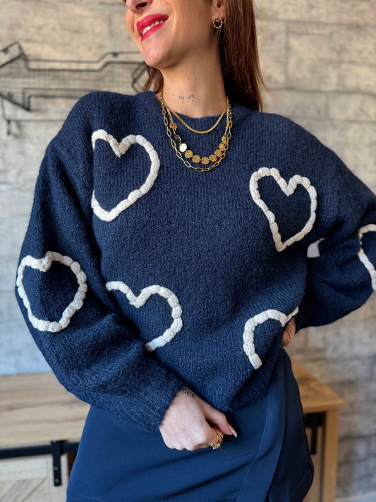 Pull Cœur Bleu