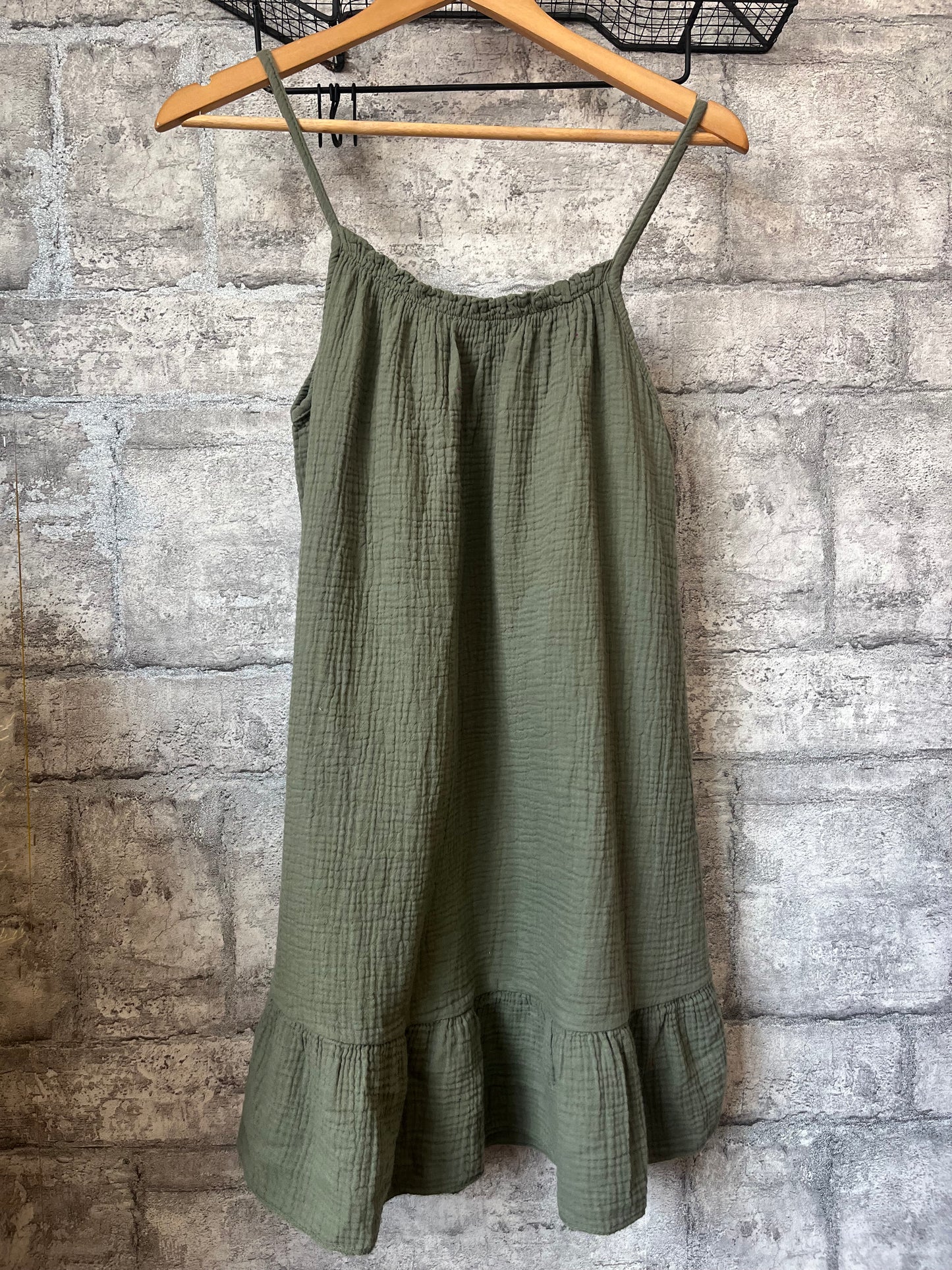 Robe Ample Bretelle Court Kaki