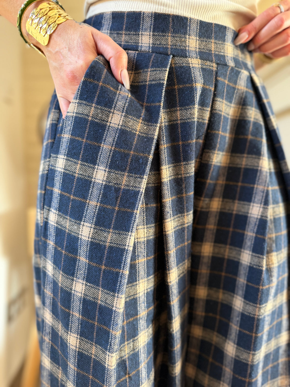 Pantalon Carreaux Bleu