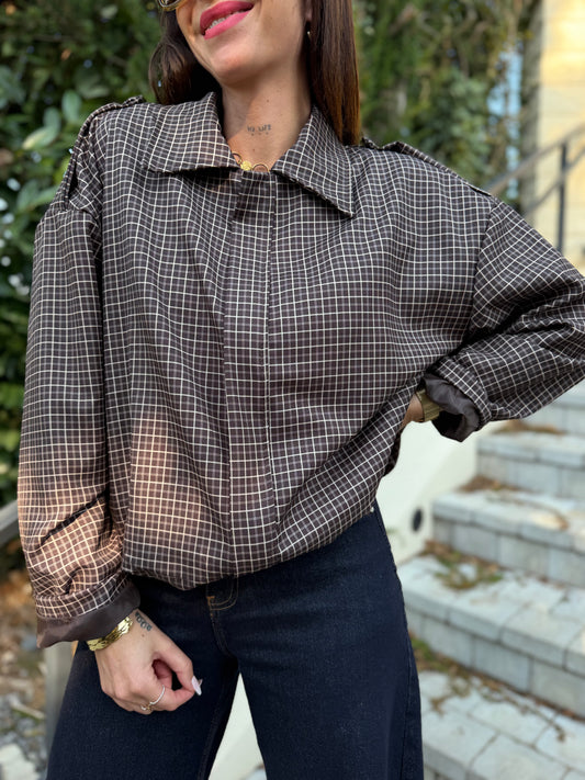 Veste Bomber Carreaux Chocolat