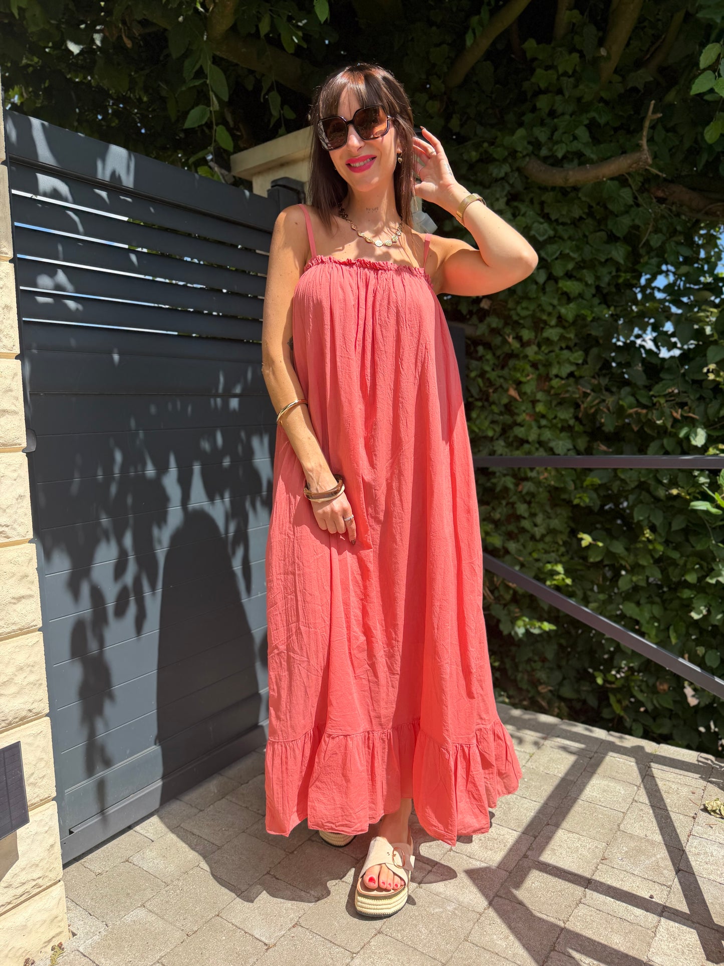 Robe Ample Bretelle Vieux Rose