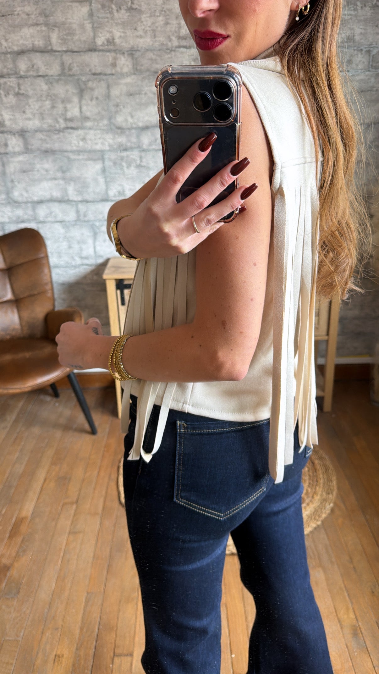 Veste Sans Manches Frange