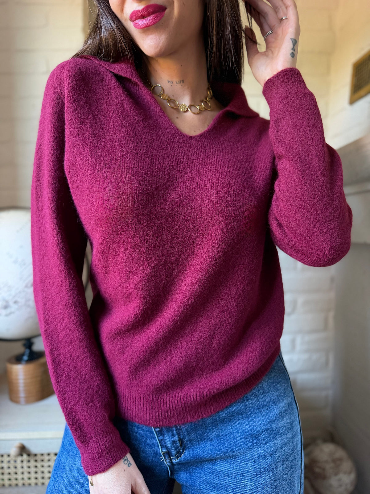Pull Polo Bordeaux