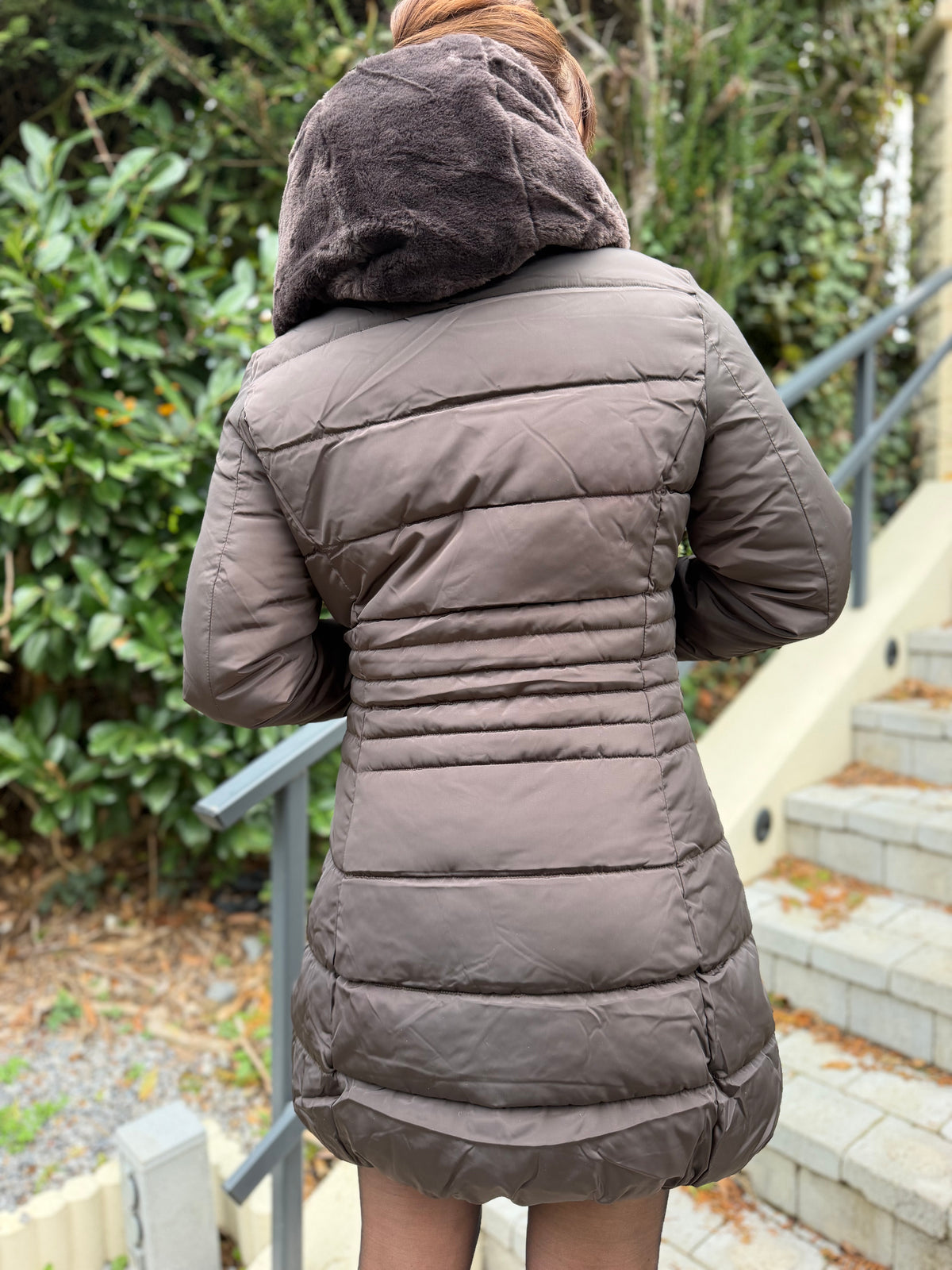Manteau Fourré Cintré Chocolat