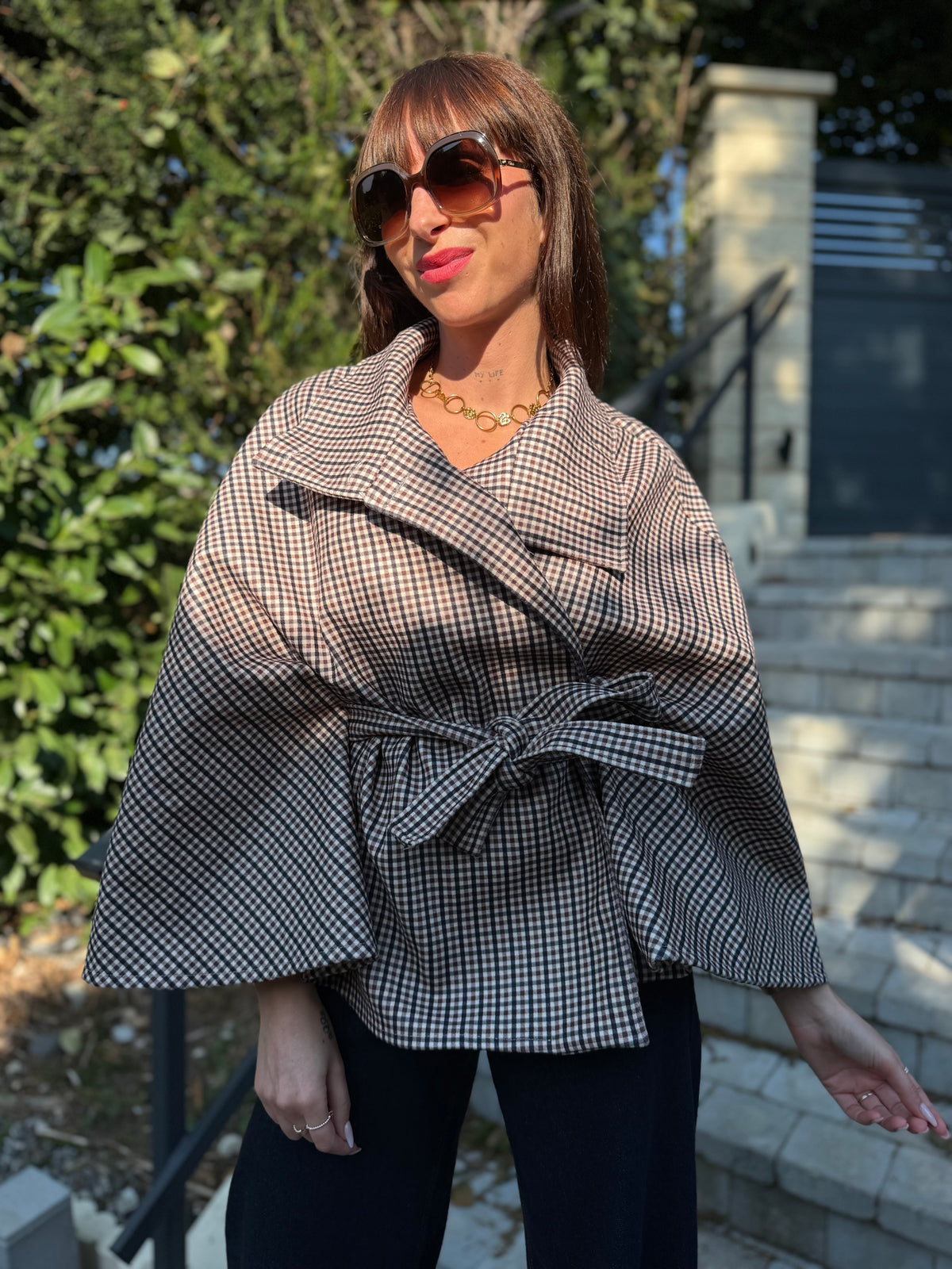 Manteau Cape Carreaux