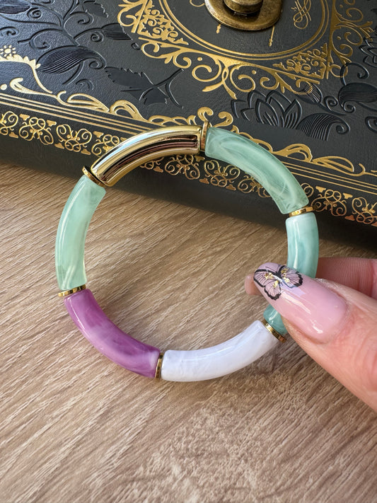 Bracelet Printemps Vert d’eau/Violet