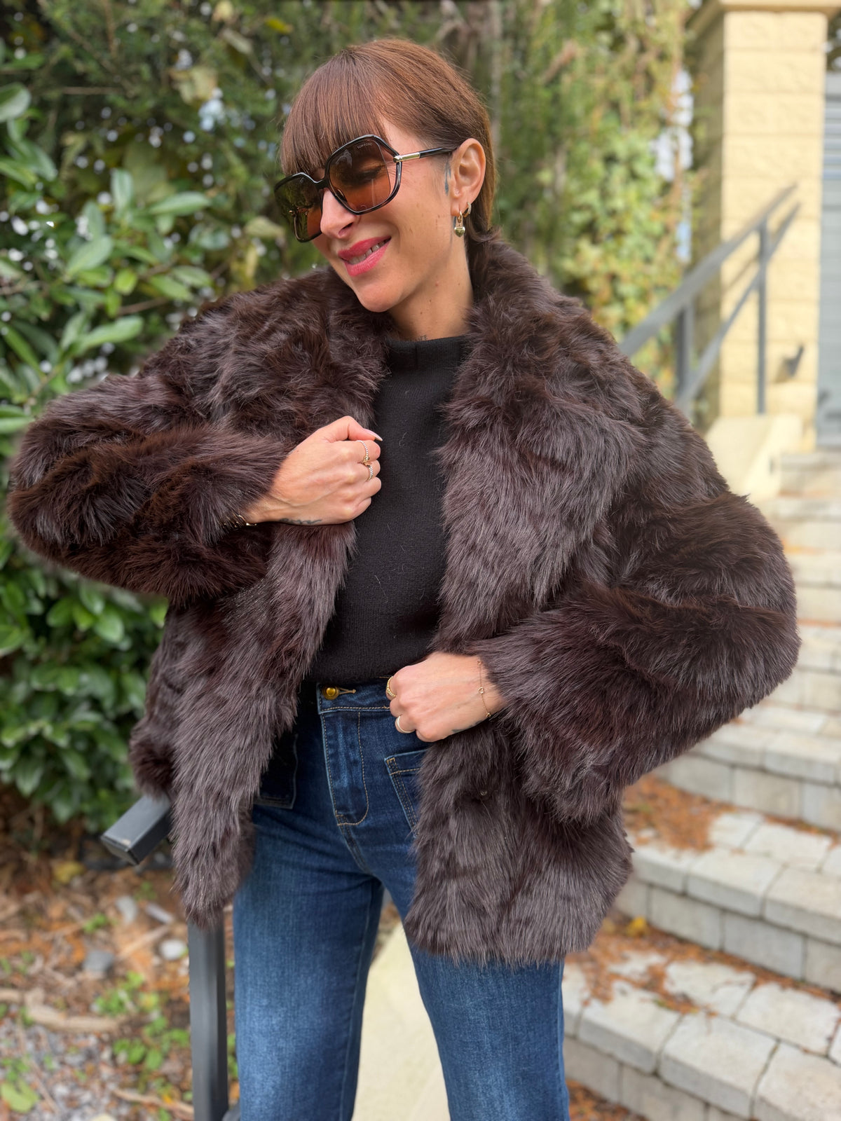 Manteau FAUSSE FOURRURE Chocolat