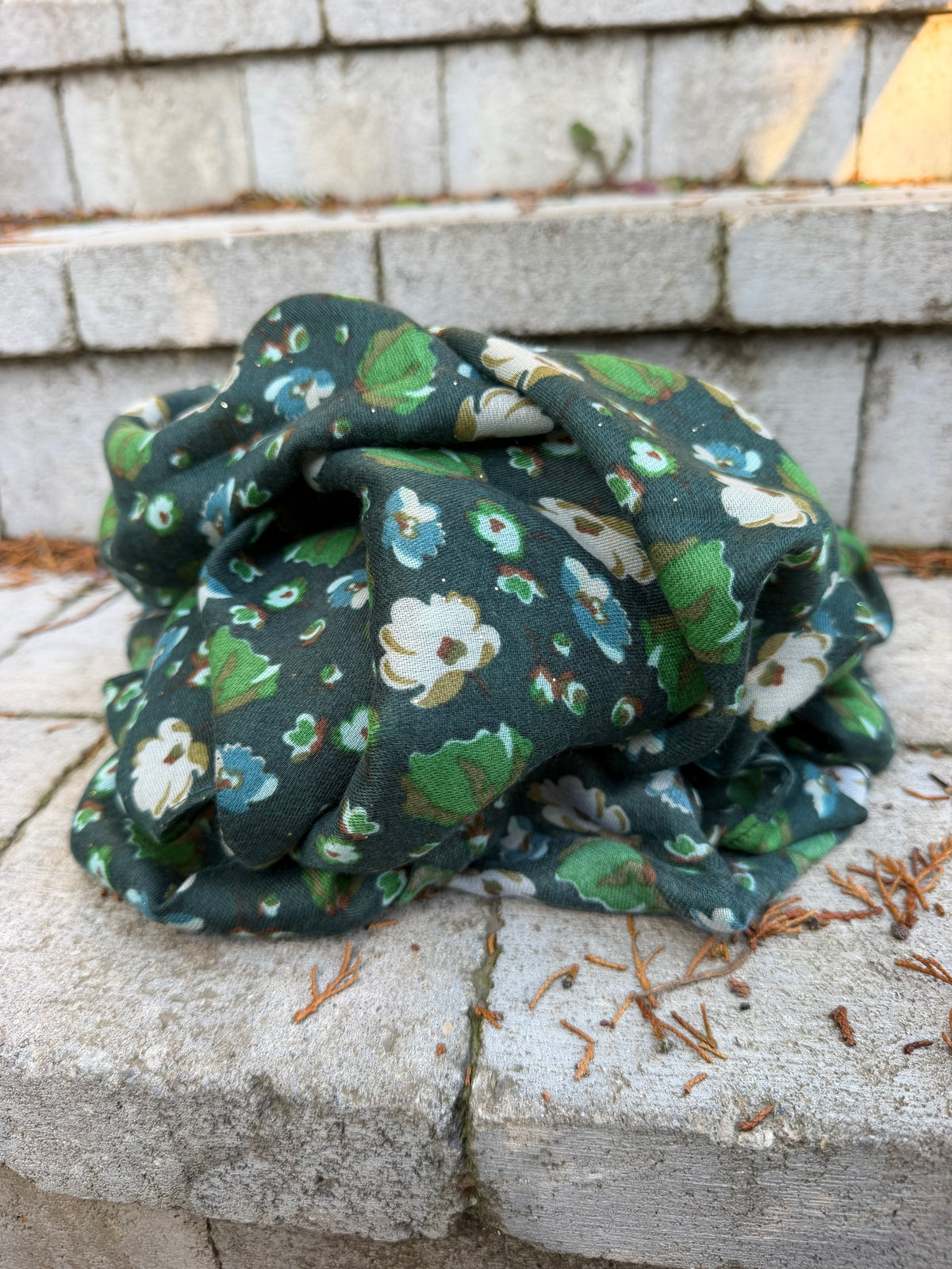 Écharpe Vert Fleurs