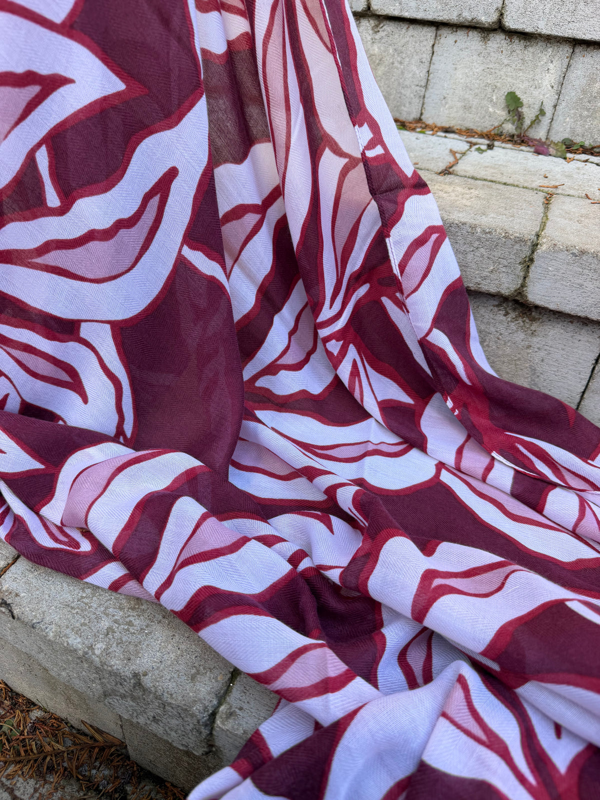 Foulard Feuille Bordeaux