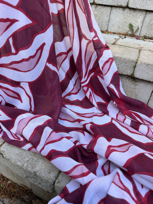 Foulard Feuille Bordeaux