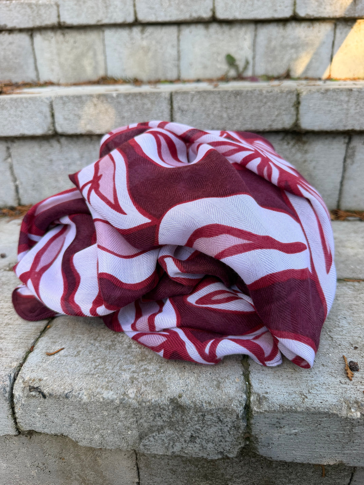 Foulard Feuille Bordeaux
