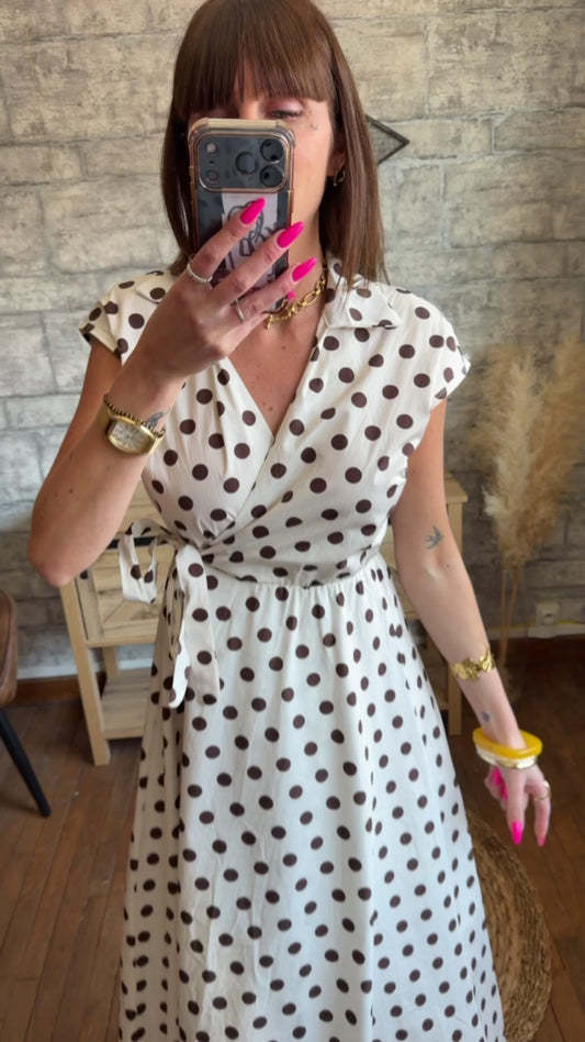 Robe Coton Pois Blanc