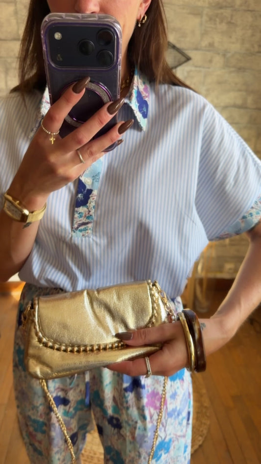 Sac Pochette Doré Clous